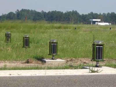 solar infrared runway lights installed at a USA air base